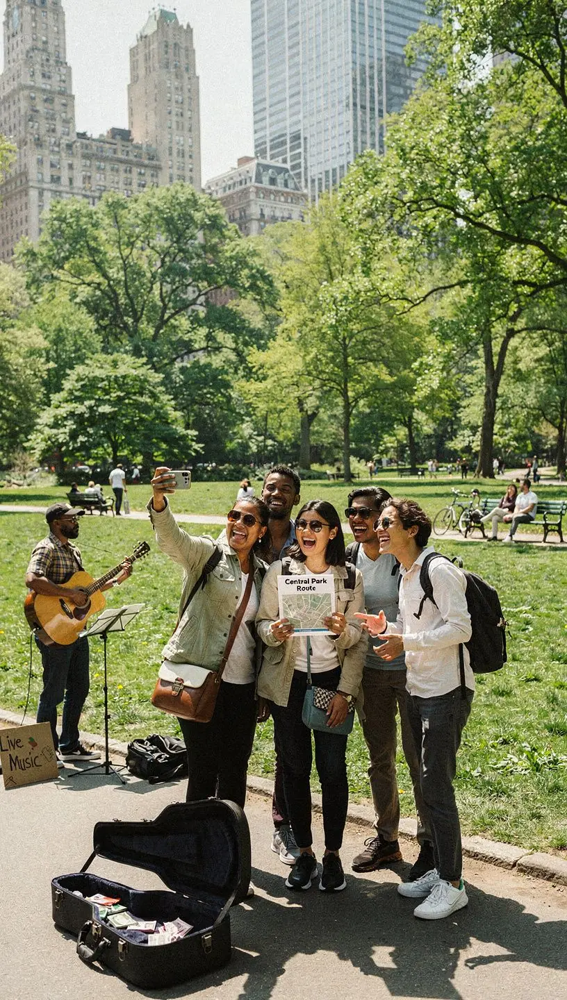 Красивый пейзаж горной дороги с зелеными деревьями и голубым небом.